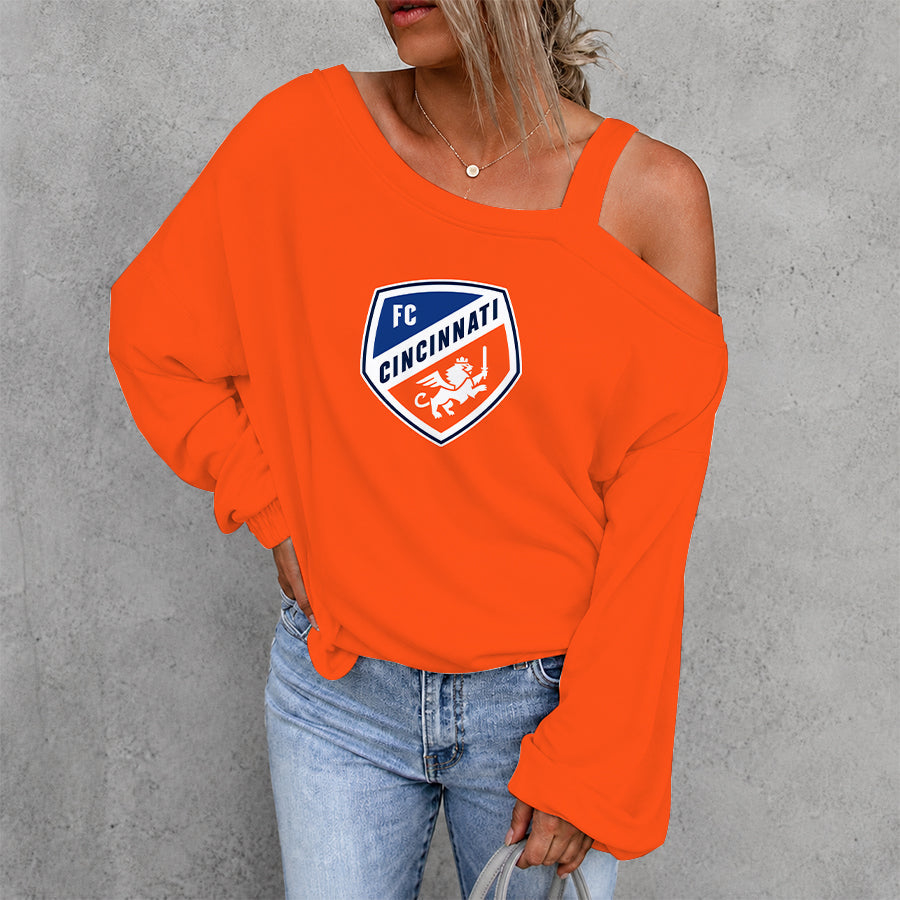 [GOAL DEAL] NEW CUSTOMIZED MLS05 FCC FC CINCINNATI WOMEN'S OFF-SHOULDER LONG SLEEVE SHIRT