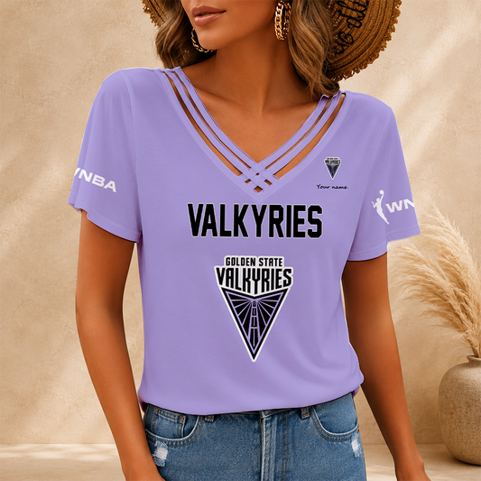 [HOOPS SPECIAL] NEW CUSTOMIZED WNBA05 GSV GOLDEN STATE VALKYRIES V-NECK SHIRT