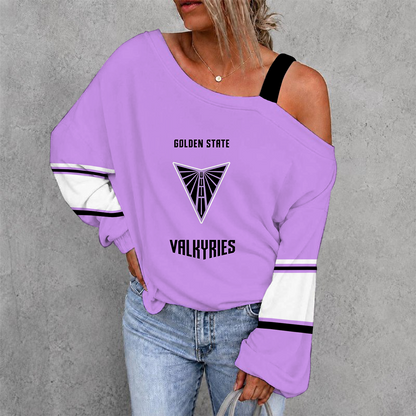 [HOOPS SPECIAL] NEW CUSTOMIZED WNBA05 GSV GOLDEN STATE VALKYRIES WOMEN'S OFF-SHOULDER LONG SLEEVE SHIRT
