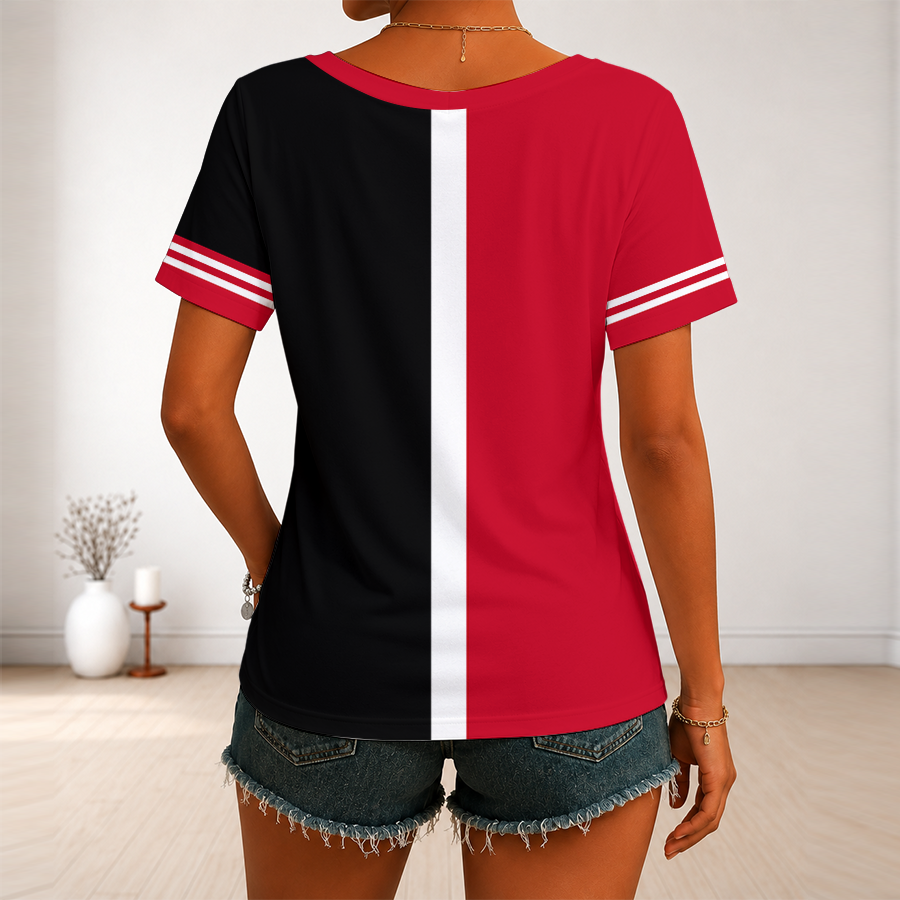 [HOMERUN DEAL] NEW CUSTOMIZED MLB05 CRS CINCINNATI REDS V-NECK FEMALE SHIRT