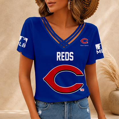[HOMERUN DEAL] NEW CUSTOMIZED MLB05 CRS CINCINNATI REDS V-NECK SHIRT