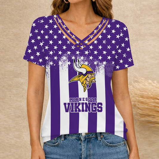 [TOUCHDOWN DEAL] NEW CUSTOMIZED NFL05 MVK MINNESOTA VIKINGS V-NECK SHIRT