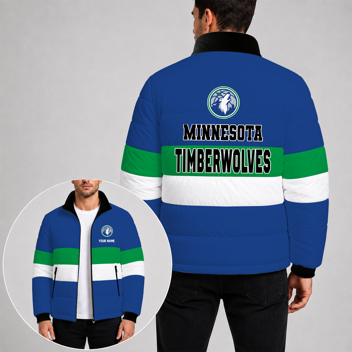 [SLAM DUNK DEAL] NEW CUSTOMIZED NBA05 MTW THE TIMBERWOLVES PUFFER JACKET