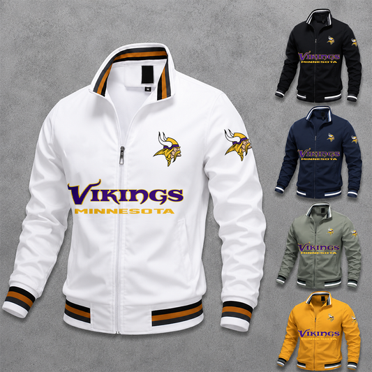 [TOUCHDOWN DEAL] NEW CUSTOMIZED NFL05 MVK MINNESOTA VIKINGS MEN'S CASUAL JACKET