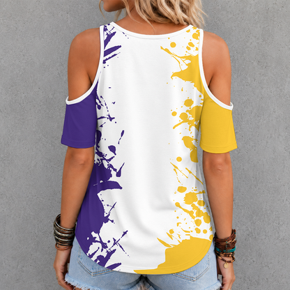 [TOUCHDOWN DEAL] NEW CUSTOMIZED NFL05 MVK MINNESOTA VIKINGS CRISS CROSS V-NECK TOP
