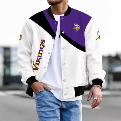[TOUCHDOWN DEAL] NEW CUSTOMIZED NFL05 MVK MINNESOTA VIKINGS SATIN VARSITY & BASEBALL JACKET