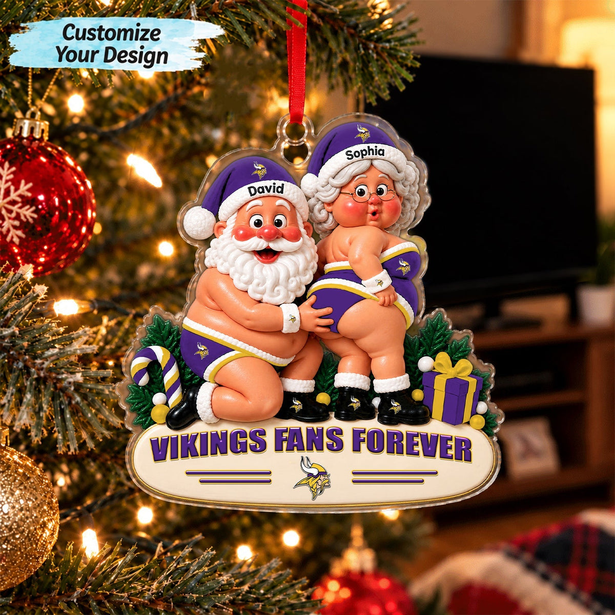 [TOUCHDOWN DEAL] NEW CUSTOMIZED NFL05 MVK MINNESOTA VIKINGS CHRISTMAS ACRYLIC ORNAMENT