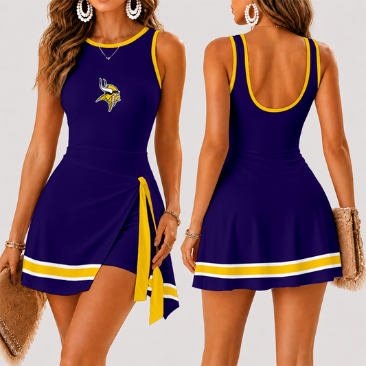 [TOUCHDOWN DEAL] NEW CUSTOMIZED NFL05 MVK MINNESOTA VIKINGS WOMEN'S SUMMER SKORT DRESS