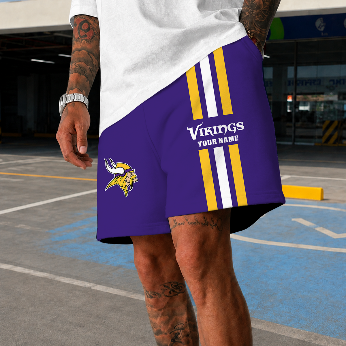 [TOUCHDOWN DEAL] NEW CUSTOMIZED NFL05 MVK MINNESOTA VIKINGS SHORT PANTS