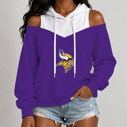 [TOUCHDOWN DEAL] NEW CUSTOMIZED NFL05 MVK THE VIKINGS WOMEN'S OFF-SHOULDER HOODIE