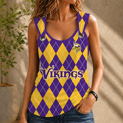 [TOUCHDOWN DEAL] NEW CUSTOMIZED NFL05 MVK MINNESOTA VIKINGS O-RING SHOULDER TANK TOP
