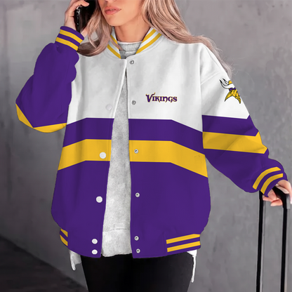 [TOUCHDOWN DEAL] NEW CUSTOMIZED NFL05 MVK MINNESOTA VIKINGS SATIN VARSITY & BASEBALL JACKET