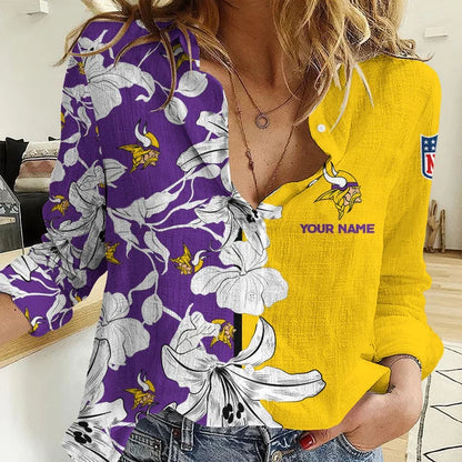 [TOUCHDOWN DEAL] NEW CUSTOMIZED NFL05 MVK MINNESOTA VIKINGS WOMEN CASUAL SHIRT FOR FAN