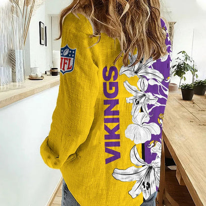 [TOUCHDOWN DEAL] NEW CUSTOMIZED NFL05 MVK MINNESOTA VIKINGS WOMEN CASUAL SHIRT FOR FAN