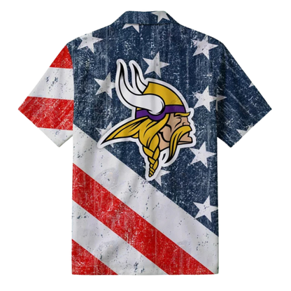 [TOUCHDOWN DEAL] NEW CUSTOMIZED NFL05 MVK MINNESOTA VIKINGS PATRIOTIC 250 USA HAWAIIAN SHIRT