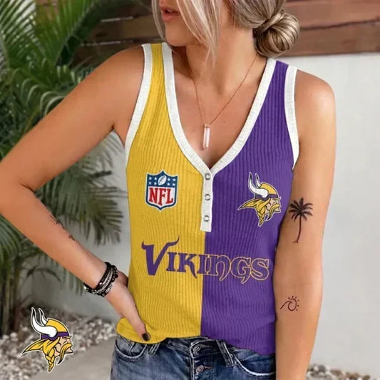 [TOUCHDOWN DEAL] NEW CUSTOMIZED NFL05 MVK MINNESOTA VIKINGS WOMEN'S V-NECK TANK TOP