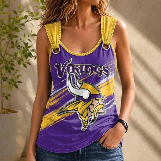 [TOUCHDOWN DEAL] NEW CUSTOMIZED NFL05 MVK MINNESOTA VIKINGS O-RING SHOULDER TANK TOP
