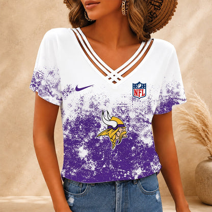 [TOUCHDOWN DEAL] NEW CUSTOMIZED NFL05 MVK MINNESOTA VIKINGS V-NECK SHIRT