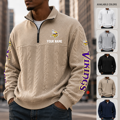 [TOUCHDOWN DEAL] NEW CUSTOMIZED NFL05 MVK MINNESOTA VIKINGS MULTICOLOR QUARTER-ZIP SWEATSHIRT