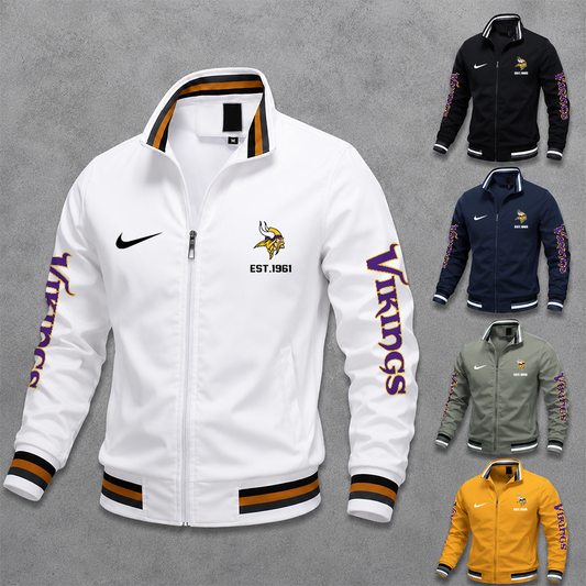 [TOUCHDOWN DEAL] NEW CUSTOMIZED NFL05 MVK MINNESOTA VIKINGS MEN'S CASUAL JACKET