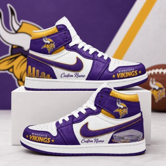 [TOUCHDOWN DEAL] NEW CUSTOMIZED NFL05 MVK MINNESOTA VIKINGS AIR JORDAN 1