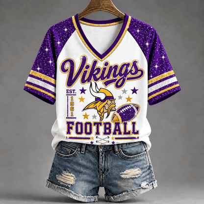 [TOUCHDOWN DEAL] NEW CUSTOMIZED NFL05 MVK THE VIKINGS BUC-EE'S V-NECK FEMALE SHIRT