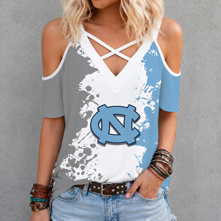 [SLAM DUNK DEAL] NEW CUSTOMIZED NCAA MAM05 NTH NORTH CAROLINA TAR HEELS CRISS CROSS V-NECK TOP