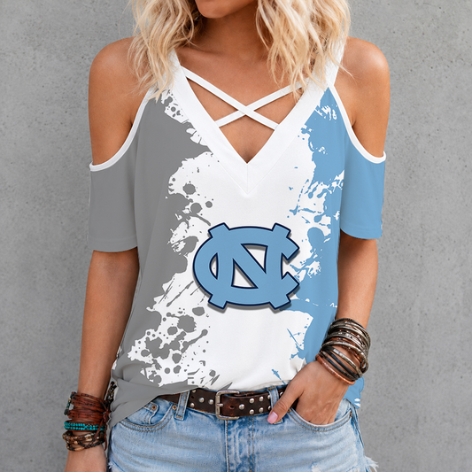 [SLAM DUNK DEAL] NEW CUSTOMIZED NCAA MAM05 NTH NORTH CAROLINA TAR HEELS CRISS CROSS V-NECK TOP