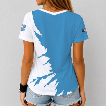 [SLAM DUNK DEAL] NEW CUSTOMIZED NCAA MAM05 NTH NORTH CAROLINA TAR HEELS V-NECK FEMALE SHIRT
