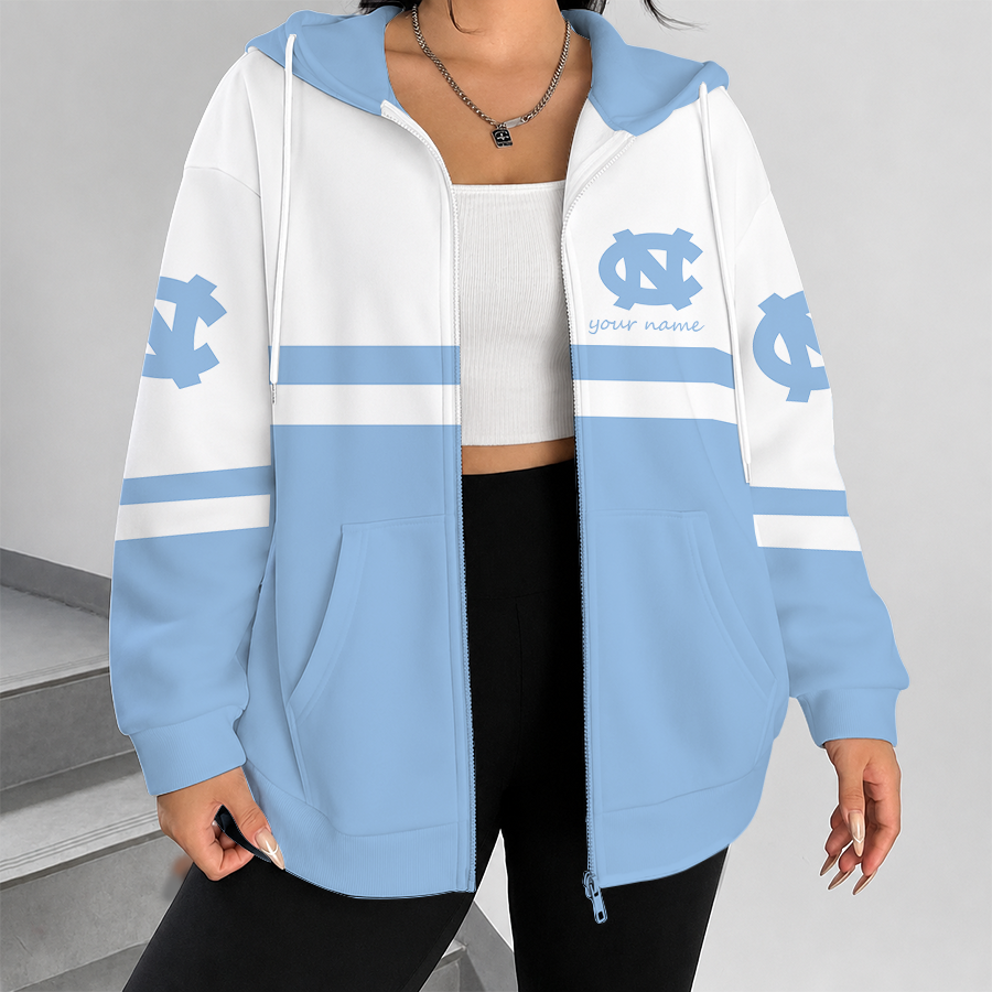 [FAN FAVORITE] NEW CUSTOMIZED NCAA MAM05 NTH NORTH CAROLINA TAR HEELS STRAPPY ZIP HOODIE