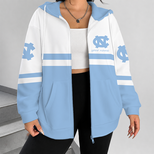 [FAN FAVORITE] NEW CUSTOMIZED NCAA MAM05 NTH NORTH CAROLINA TAR HEELS STRAPPY ZIP HOODIE
