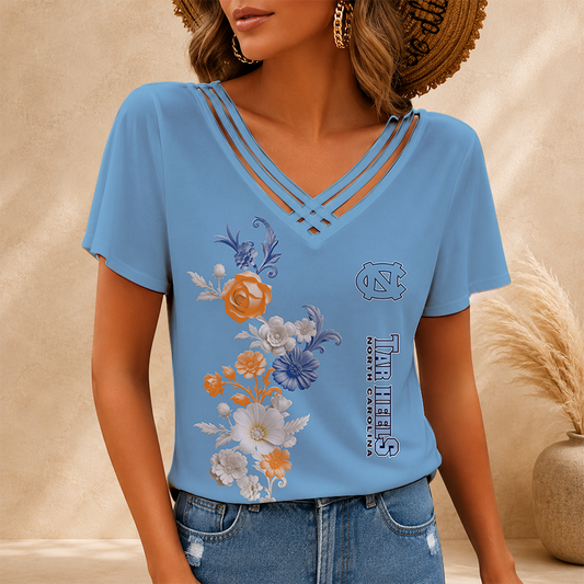 [SLAM DUNK DEAL] NEW CUSTOMIZED NCAA MAM05 NTH NORTH CAROLINA TAR HEELS V-NECK SHIRT