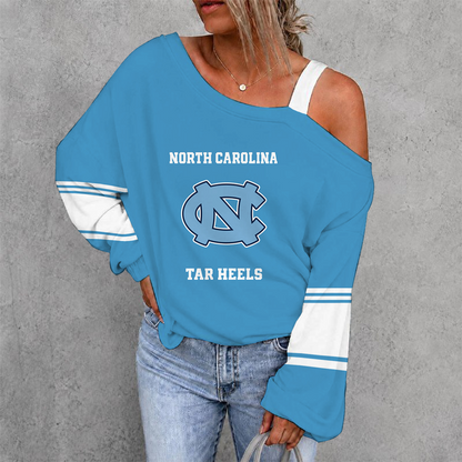 [SLAM DUNK DEAL] NEW CUSTOMIZED NCAA MAM05 NTH NORTH CAROLINA TAR HEELS WOMEN'S OFF-SHOULDER LONG SLEEVE SHIRT