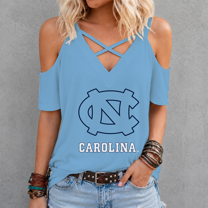 [SLAM DUNK DEAL] NEW CUSTOMIZED NCAA MAM05 NTH NORTH CAROLINA TAR HEELS CRISS CROSS V-NECK TOP