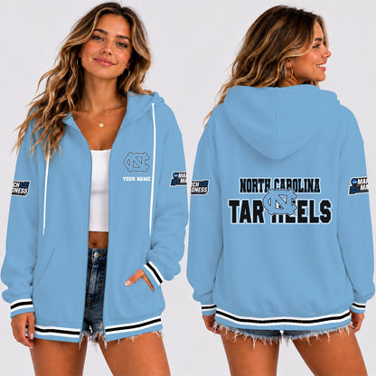 [SLAM DUNK DEAL] NEW CUSTOMIZED NCAA MAM05 NTH NORTH CAROLINA TAR HEELS STRAPPY ZIP HOODIE