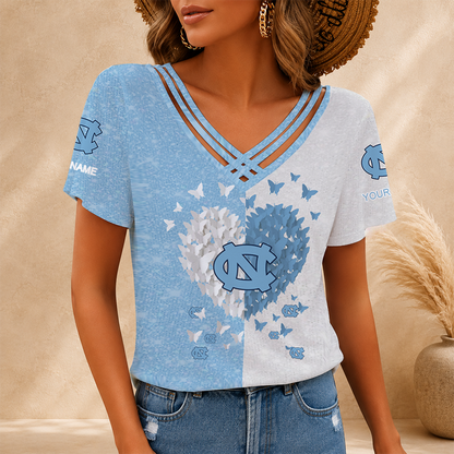 [SLAM DUNK DEAL] NEW CUSTOMIZED NCAA MAM05 NTH NORTH CAROLINA TAR HEELS V-NECK SHIRT