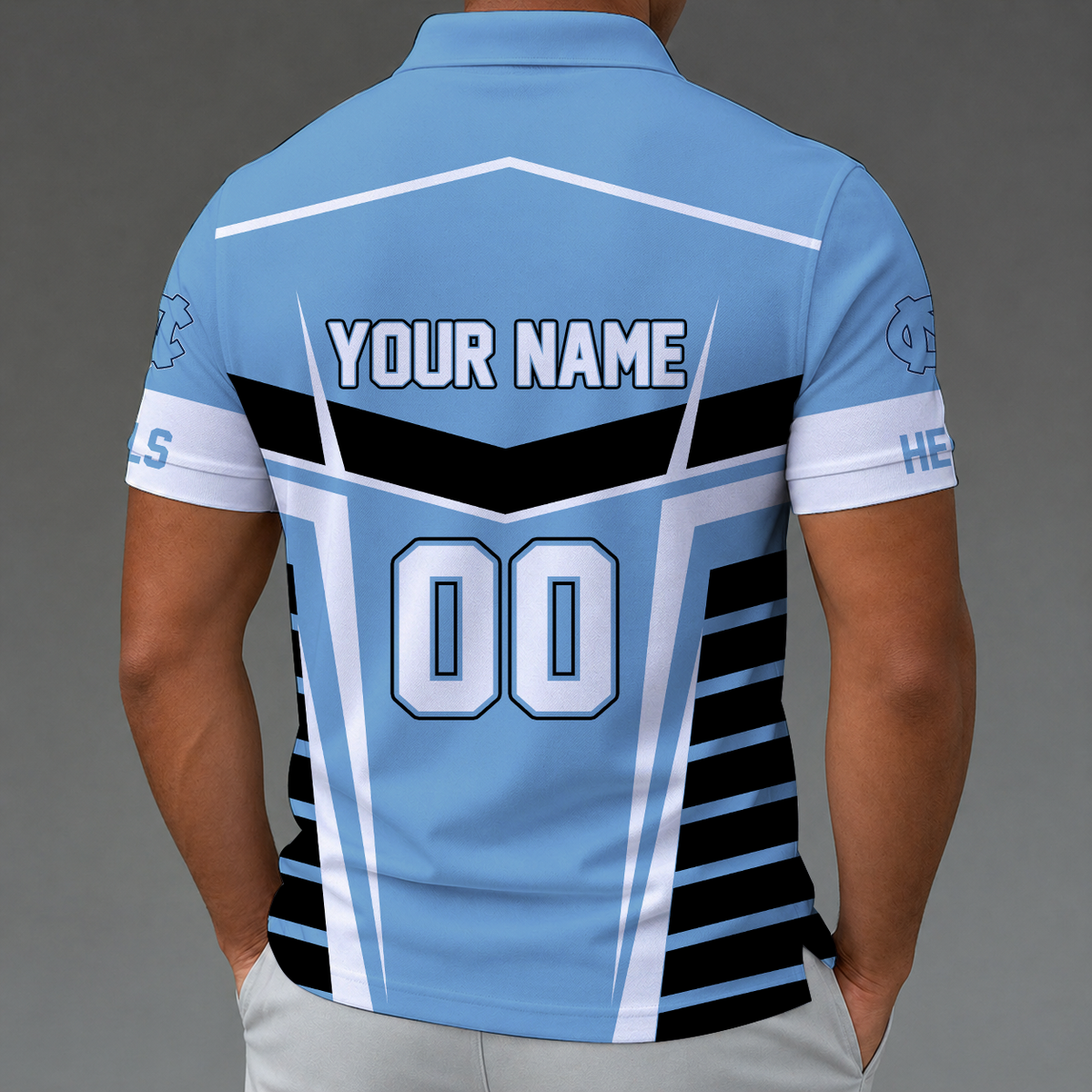 [FAN FAVORITE] NEW CUSTOMIZED NCAA MAM05 NTH NORTH CAROLINA TAR HEELS STRAPPY POLO SHIRT