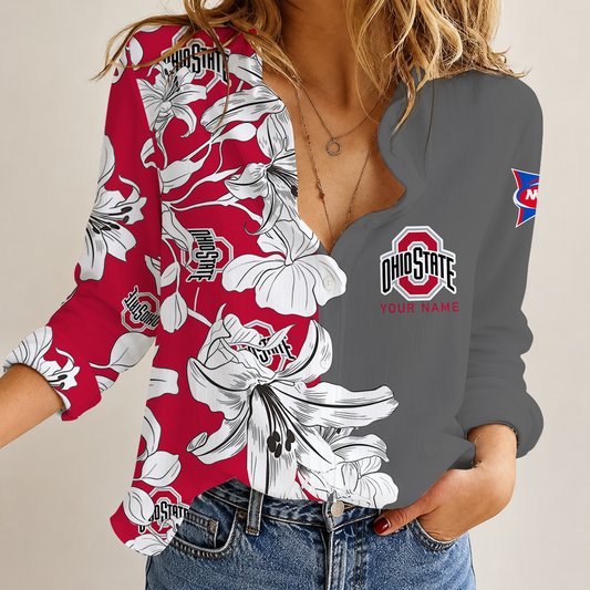 [TOUCHDOWN DEAL] NEW CUSTOMIZED NCAA FBS05 OSB OHIO STATE BUCKEYES WOMEN CASUAL SHIRT