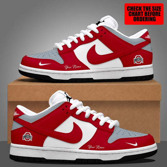 [TOUCHDOWN DEAL]NEW CUSTOMIZED NCAA FBS05 OSB OHIO STATE BUCKEYES DUNK LOW SHOES