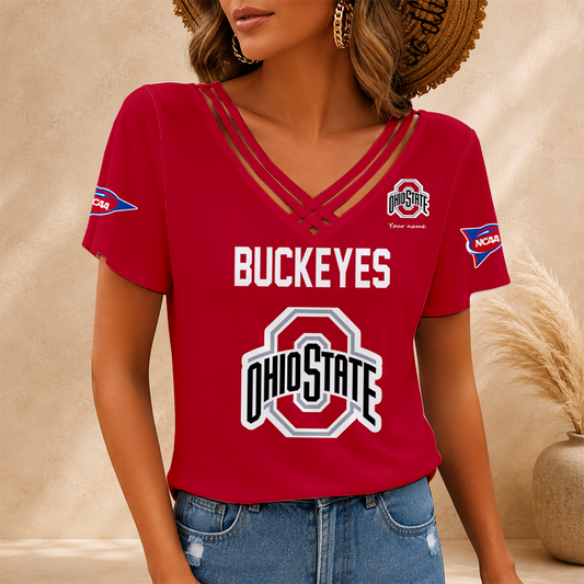 [TOUCHDOWN DEAL] NEW CUSTOMIZED NCAA FBS05 OSB OHIO STATE BUCKEYES V-NECK SHIRT