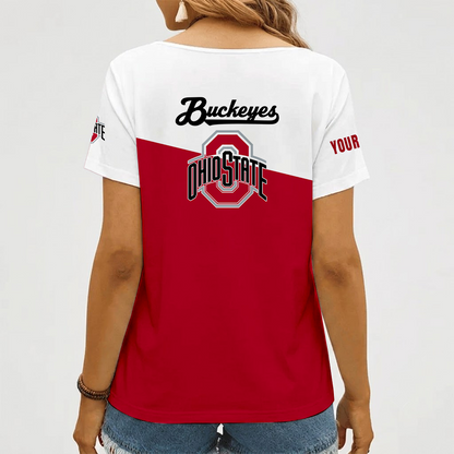 [FAN FAVORITE] NEW CUSTOMIZED NCAA FBS05 OSB OHIO STATE BUCKEYES V-NECK FEMALE SHIRT