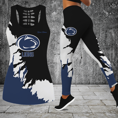 [HOOPS SPECIAL] NEW CUSTOMIZED NCAA CFH05 PNL PENN STATE NITTANY LIONS HOLLOW TANK TOP & LEGGINGS SET