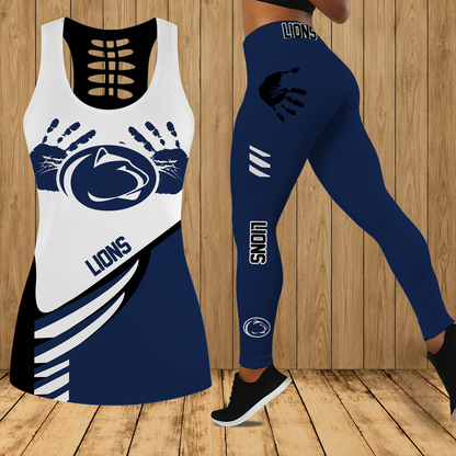 [HOOPS SPECIAL] NEW CUSTOMIZED NCAA CFH05 PNL PENN STATE NITTANY LIONS HOLLOW TANK TOP & LEGGINGS SET