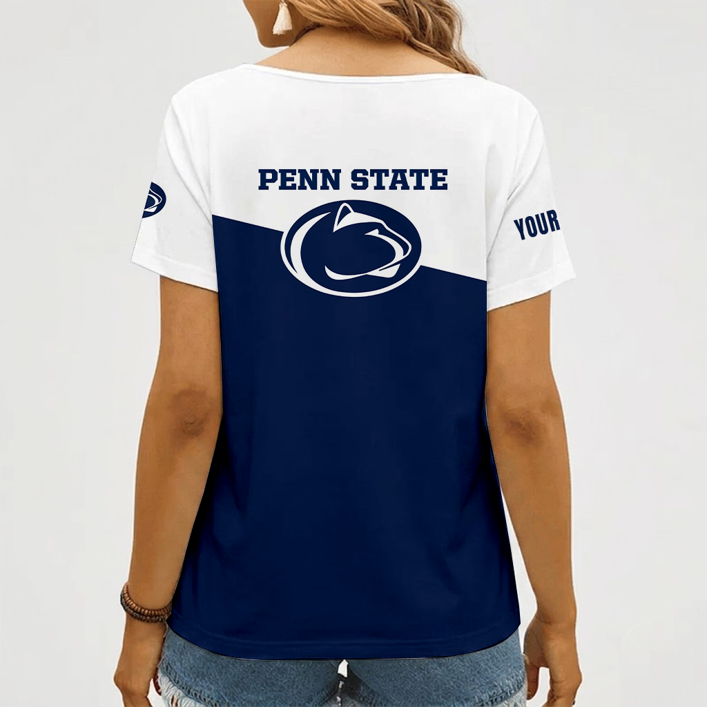 [HOOPS SPECIAL] NEW CUSTOMIZED NCAA CFH05 PNL PENN STATE NITTANY LIONS V-NECK FEMALE SHIRT