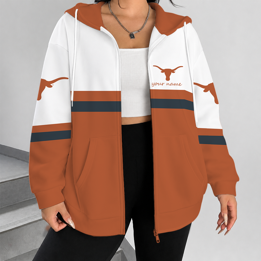[FAN FAVORITE] NEW CUSTOMIZED NCAA CWS05 TXL TEXAS LONGHORNS ZIP HOODIE