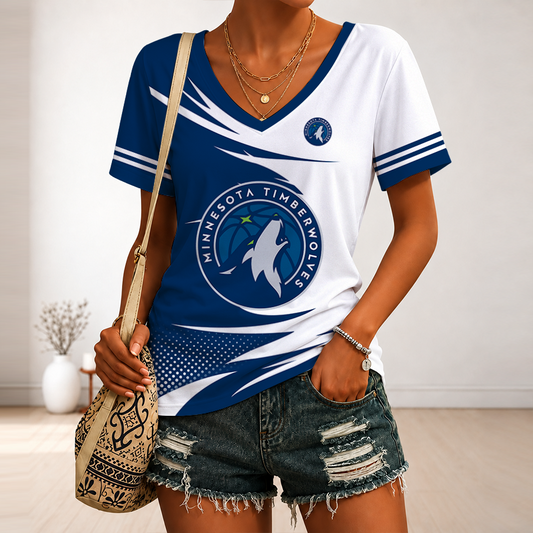 [HOT DEAL] NEW CUSTOMIZED NBA05 MTW MINNESOTA TIMBERWOLVES V-NECK FEMALE SHIRT