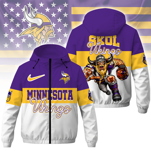 [TOUCHDOWN DEAL] NEW CUSTOMIZED NFL05 MVK MINNESOTA VIKINGS WINDBREAKER JACKET