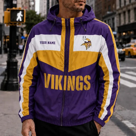 [TOUCHDOWN DEAL] NEW CUSTOMIZED NFL05 MVK MINNESOTA VIKINGS WINDBREAKER JACKET