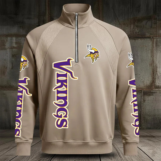 [TOUCHDOWN DEAL] NEW CUSTOMIZED NFL05 MVK MINNESOTA VIKINGS MEN'S MULTICOLOR QUARTER-ZIP PULLOVER