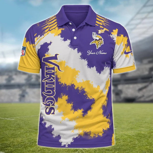 [TOUCHDOWN DEAL] NEW CUSTOMIZED NFL05 MVK MINNESOTA VIKINGS MULTICOLOR POLO SHIRT
